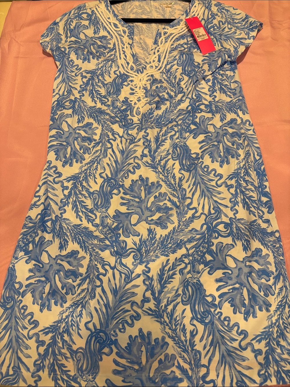 Lilly Pulitzer Brewster Dress Aqua Lounge Resort White Blue NWT Size XL